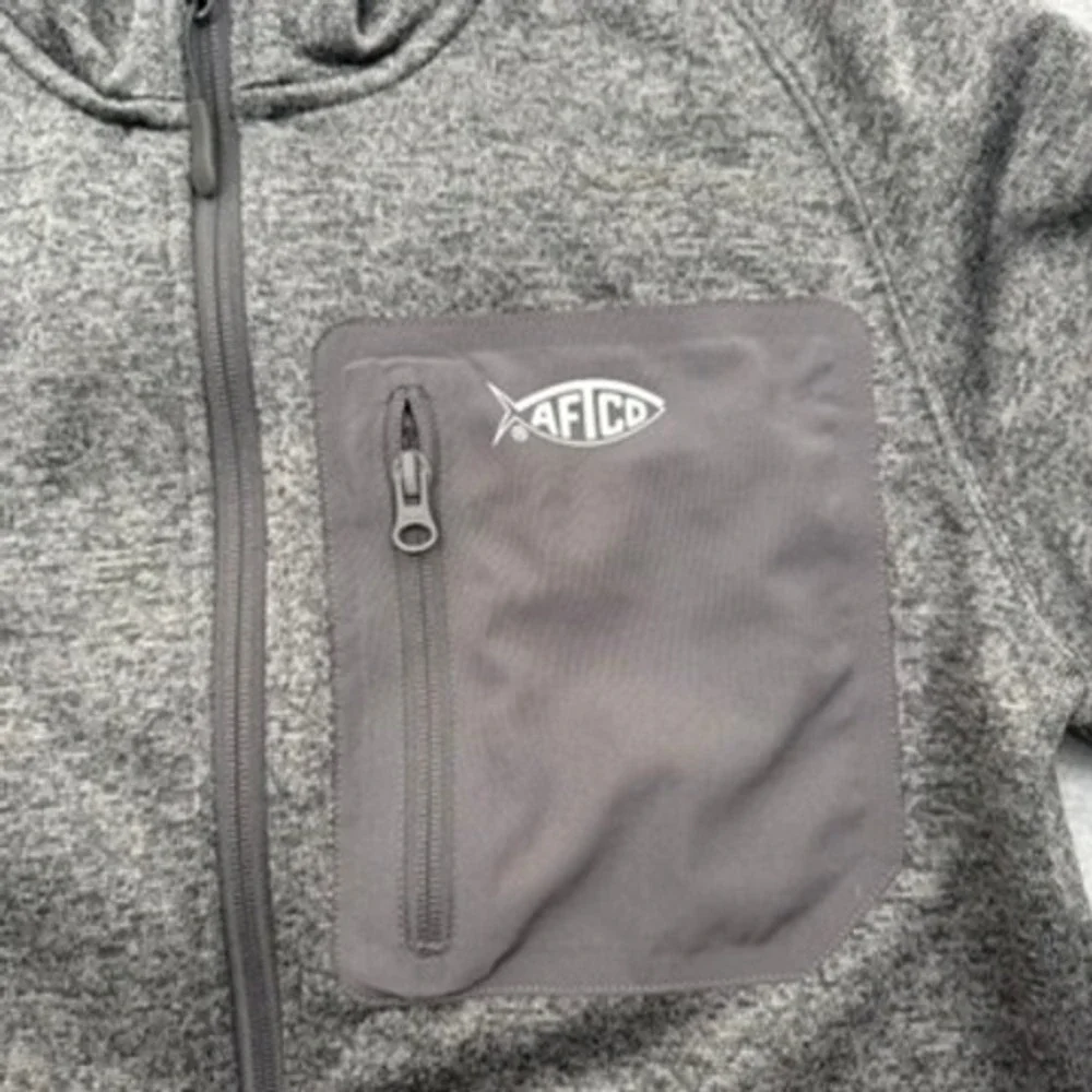 AFTCO Jacket Mens Small Gorpcore Technical Heathered Gray Full Zip Fleece